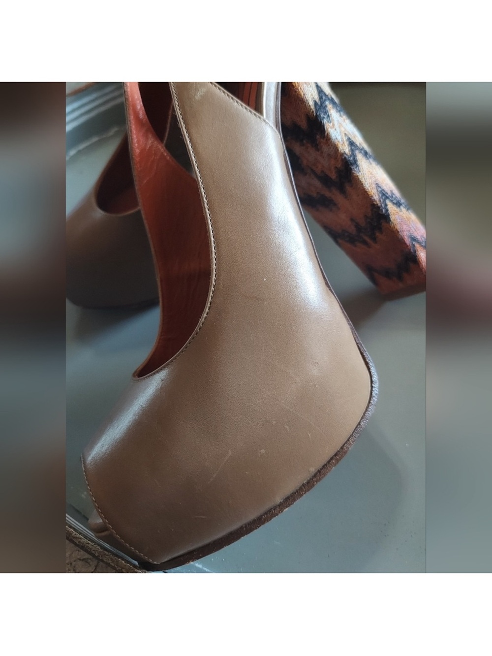 Missoni Multicolor Zigzag Platform Slingback Peep Toe Heels EU 36.5 6 1/2 in us - Picture 6 of 12